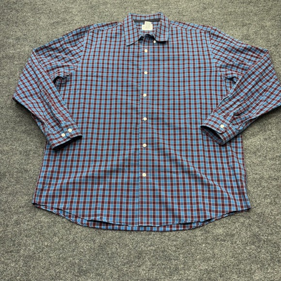 L.L. Bean Other - LL Bean Mens Large Traditional Fit Plaid Button Down Shirt Blue Burgundy 505642
